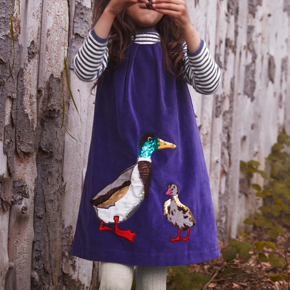 Mini Boden Velvet Duck Sequins Dress in Purple